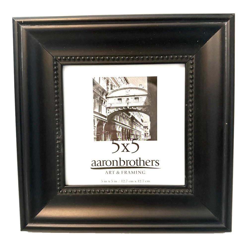 Black Wooden 8X8 Photo Frame for 5X5 Picture with Glass by Aaron Brothers NEW